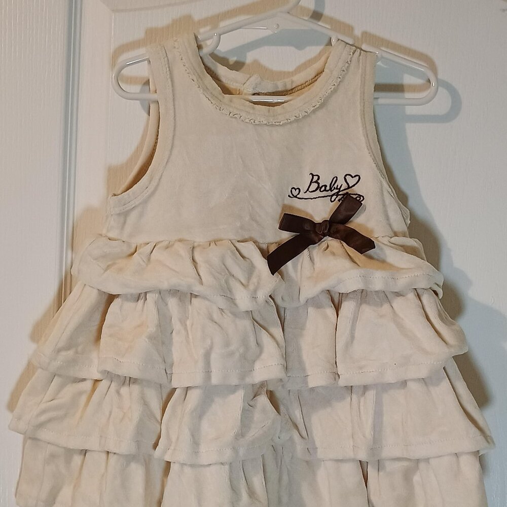 Baby King/Tiered Ruffle Dress/Girls 3/White Velvet